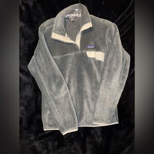 Patagonia Gray and Cream Button Up Sweater